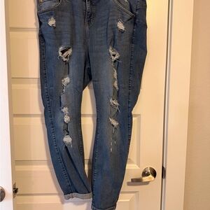 Torrid Blue Distressed Boyfriend Jeans